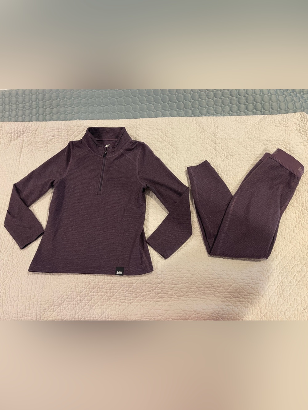 REI Co-Op Kids Half-Zip Base Layer Set Deep Plum Purple XXS 4-5 Outdoors Hiking